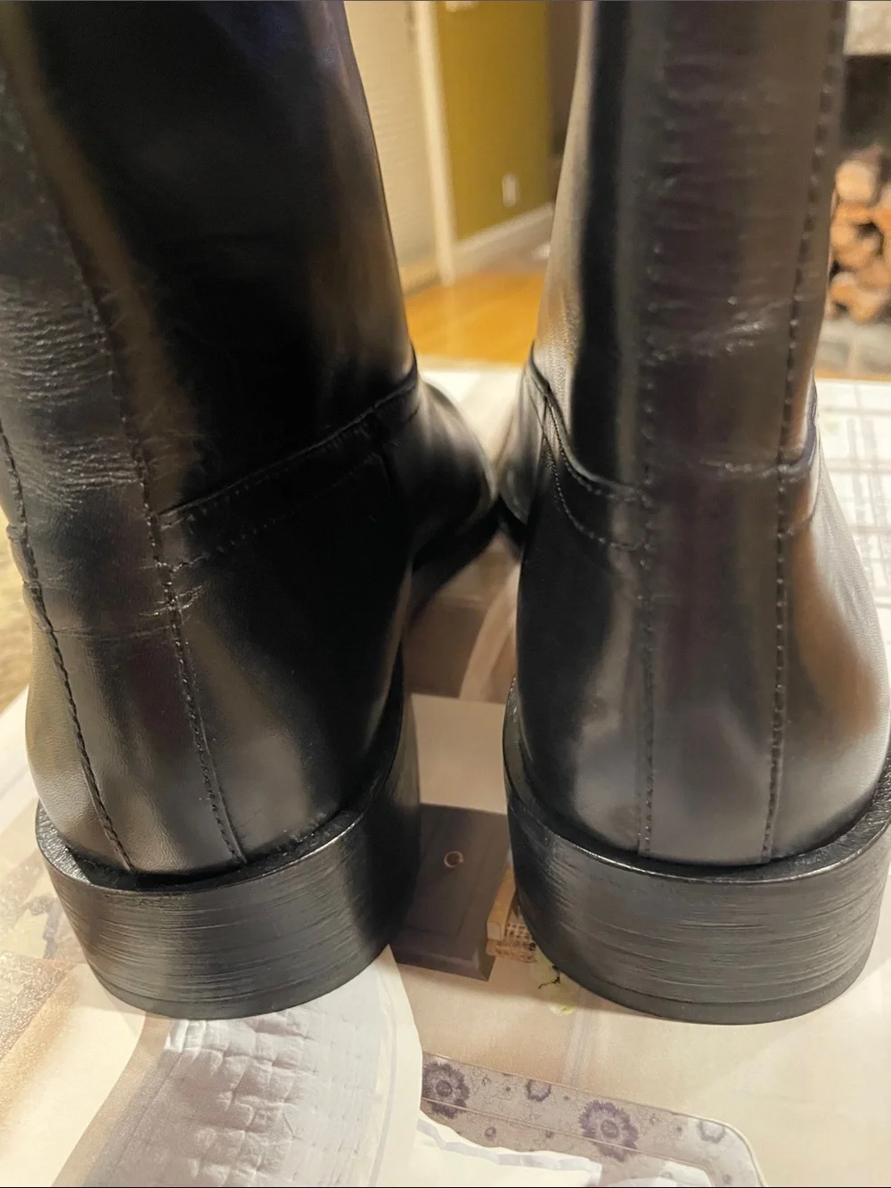 NWT PAIGE Black Leather Over-the-Knee Leather Boots